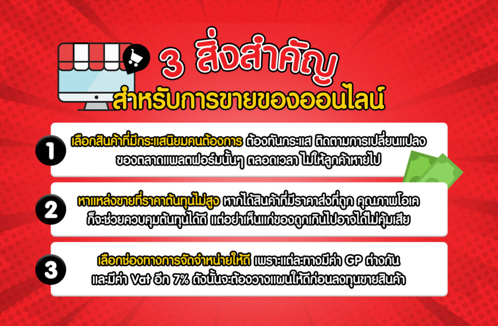 3 สิ่งสำคัญสำหรับการขายของออนไลน์